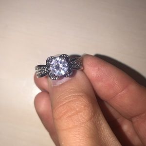Silver diamond ring